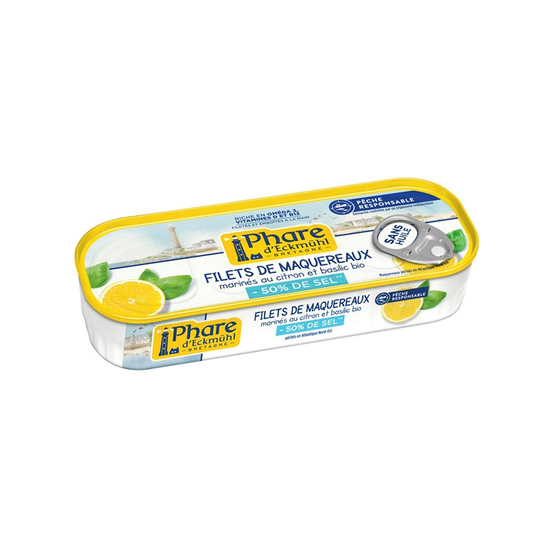 Filets de maquereaux pêche responsable" marinés au citron basilic -50% sel 130g"