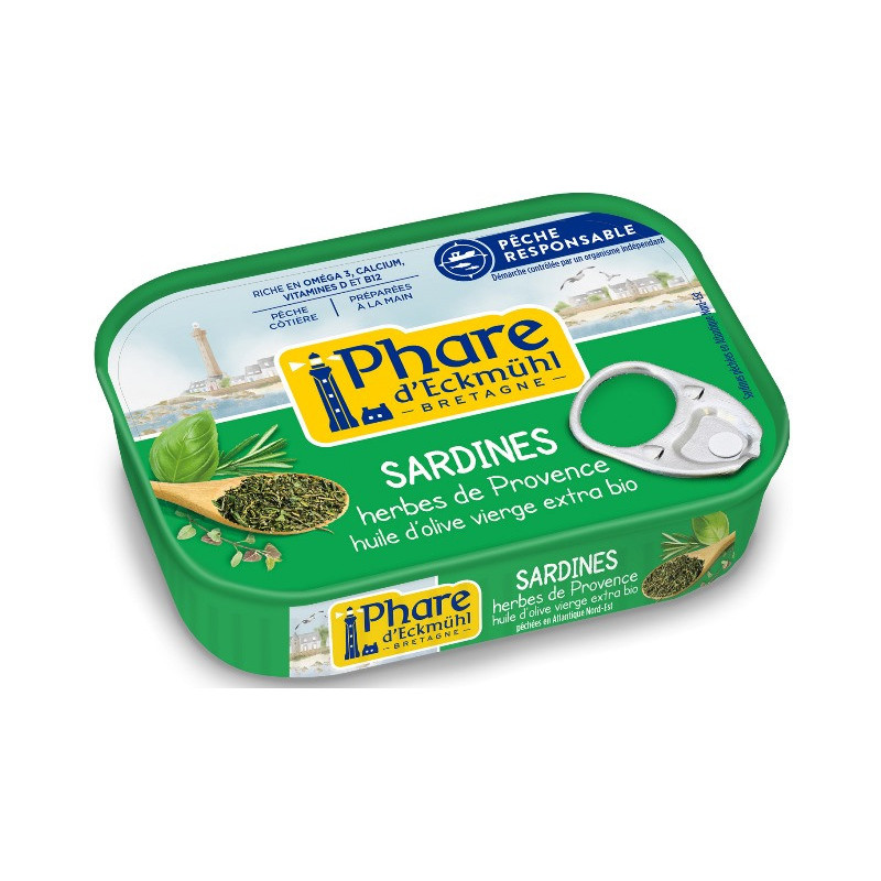Sardine pêche responsable" herbes de Provence huile olive bio 135g (95g PNE)"