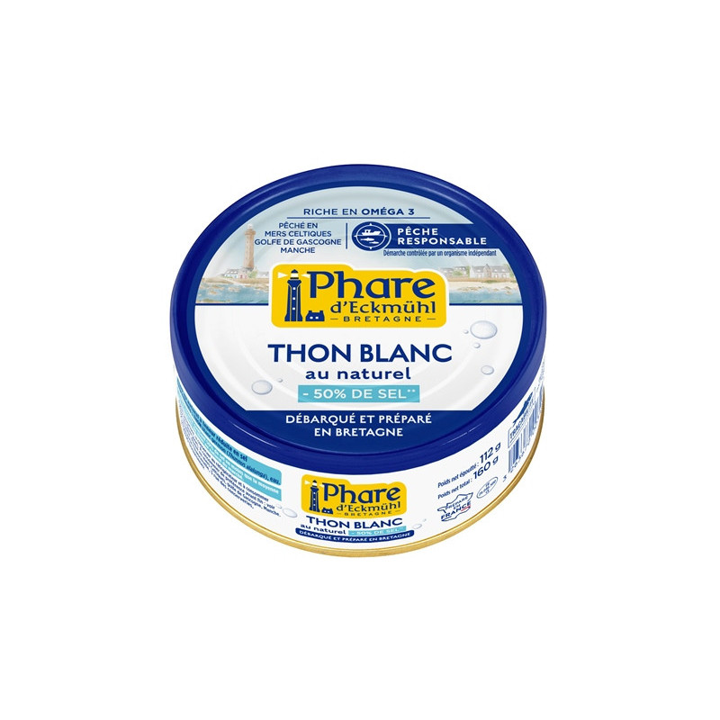 Thon blanc germon pêche responsable" au naturel -50% de sel 112g (PNE)"