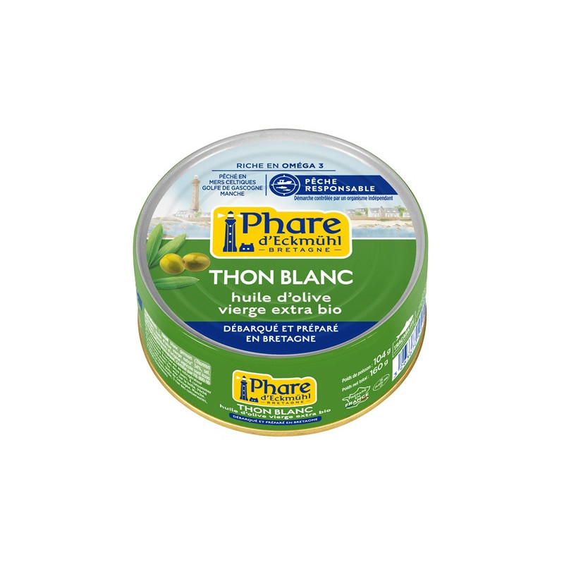 Thon blanc germon pêche responsable", à l'huile d'olive vierge extra bio 160g"