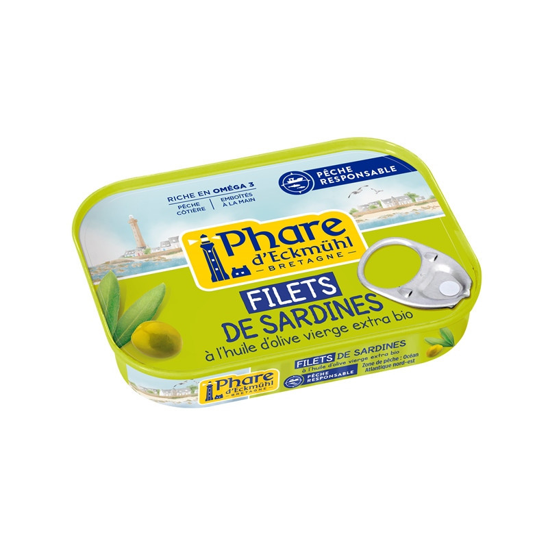 Filets de sardines pêche responsable" à l'huile d'olive vierge extra bio 100g"