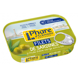 Filets de sardines pêche responsable" à l'huile d'olive vierge extra bio 100g"