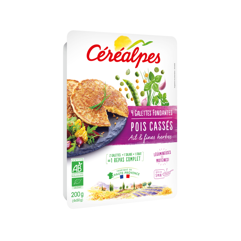 Galette fondante pois cassés, ail & fines herbes, 4x50g