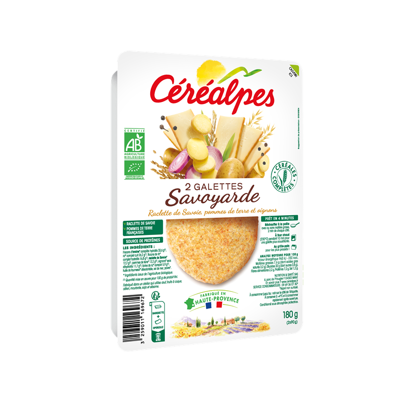 Galette savoyarde (raclette, pomme de terre, oignon) 2x90g