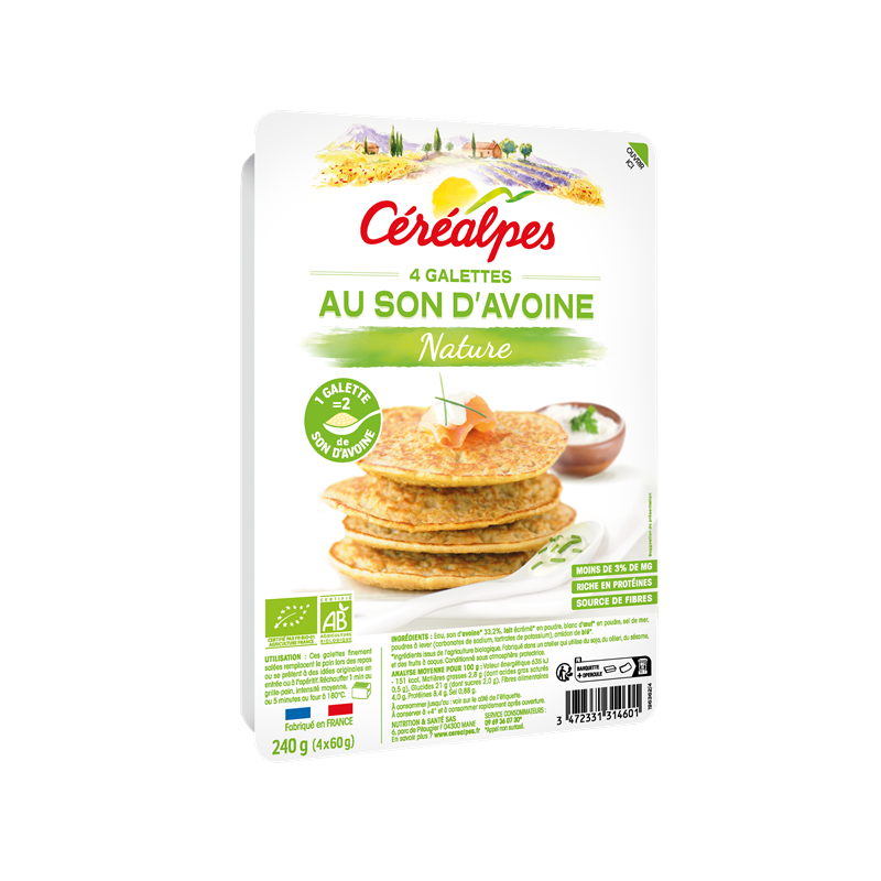 Galette au son d'avoine nature 4x60g