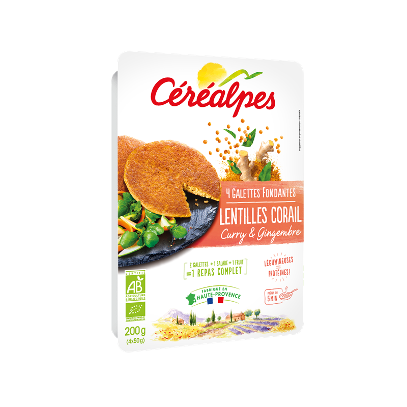Galette fondante aux lentilles corail, curry et gingembre 4x50g