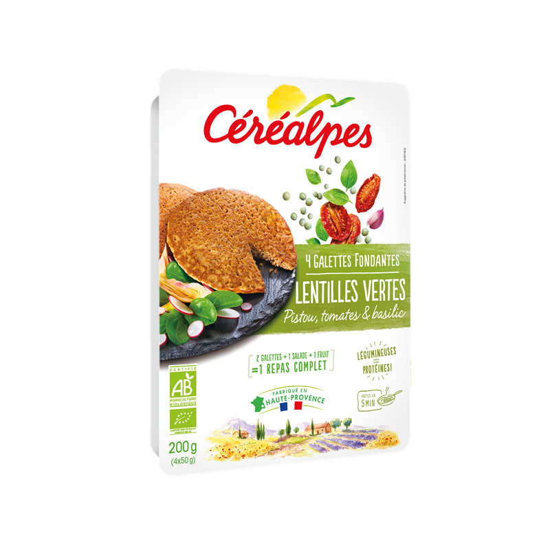 Galette fondante aux lentilles vertes et pistou rouge 4x50g