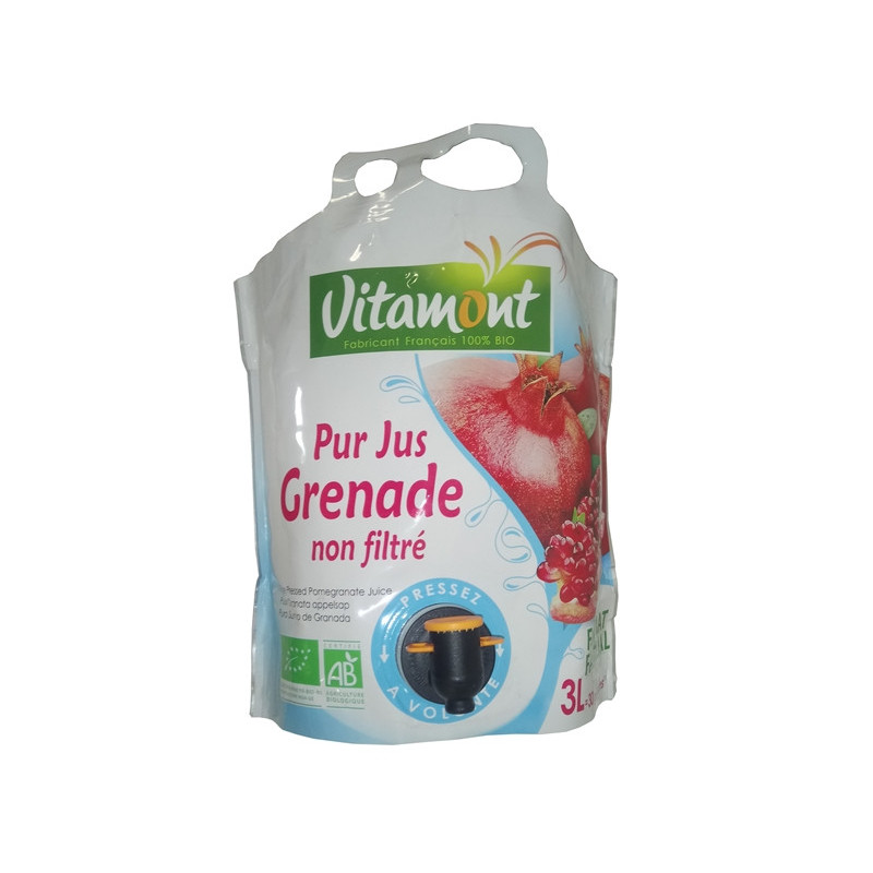 Pur jus de grenade non filtré, fontaine souple 3L