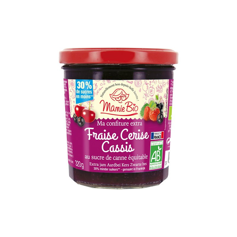 Confiture extra de fraise, cerise et cassis 320g