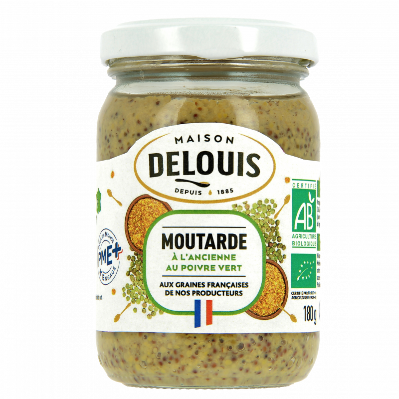 Moutarde à l'ancienne poivre vert 180g