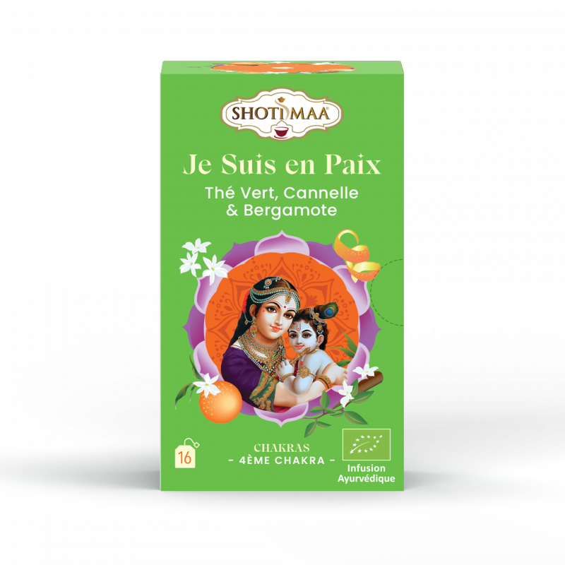 Infusion Je suis en paix : thé vert, cannelle et bergamote 16 sachets