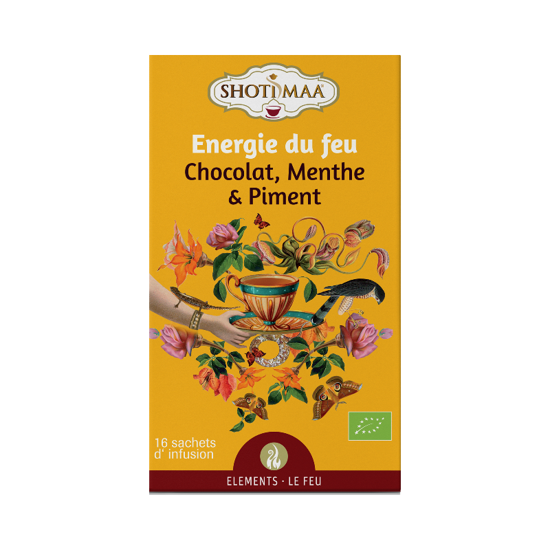 Infusion Energie du feu : chocolat menthe et piment 16 sachets