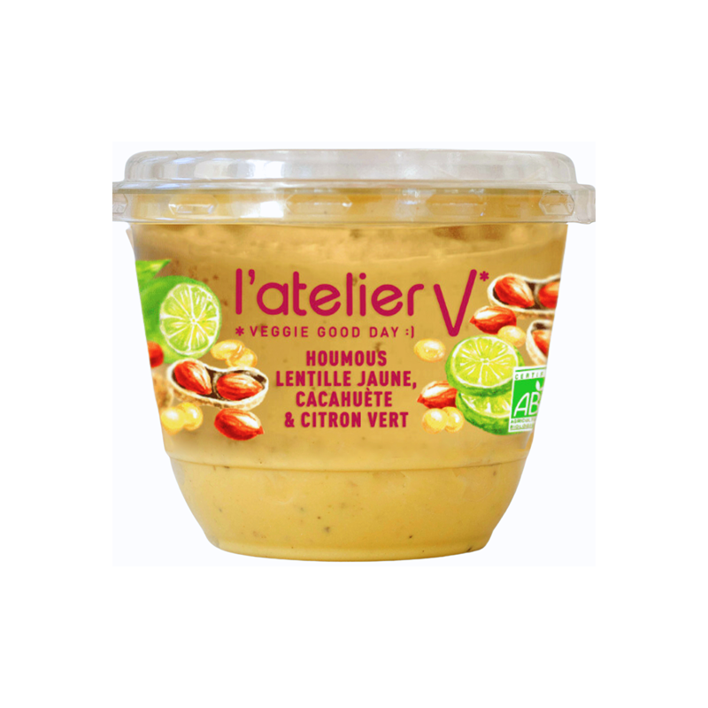 Houmous lentilles jaunes, citron vert cacahuète, produit saisonnier 150g