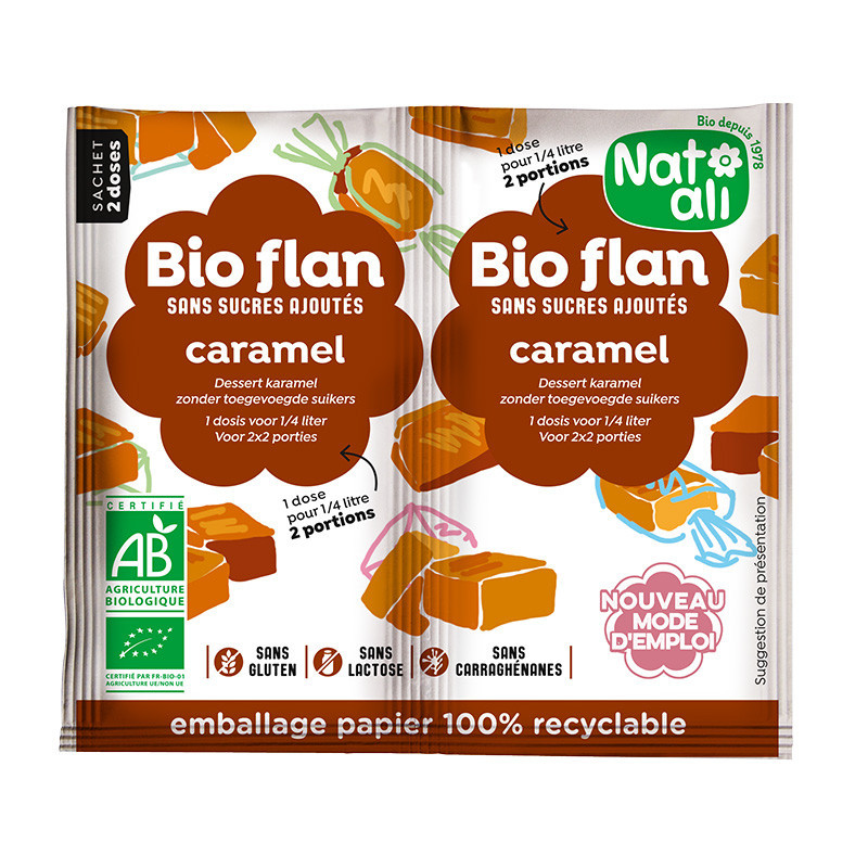 Bioflan caramel sans sucres ajoutés 2 sachets de 5g (2x1/4l)