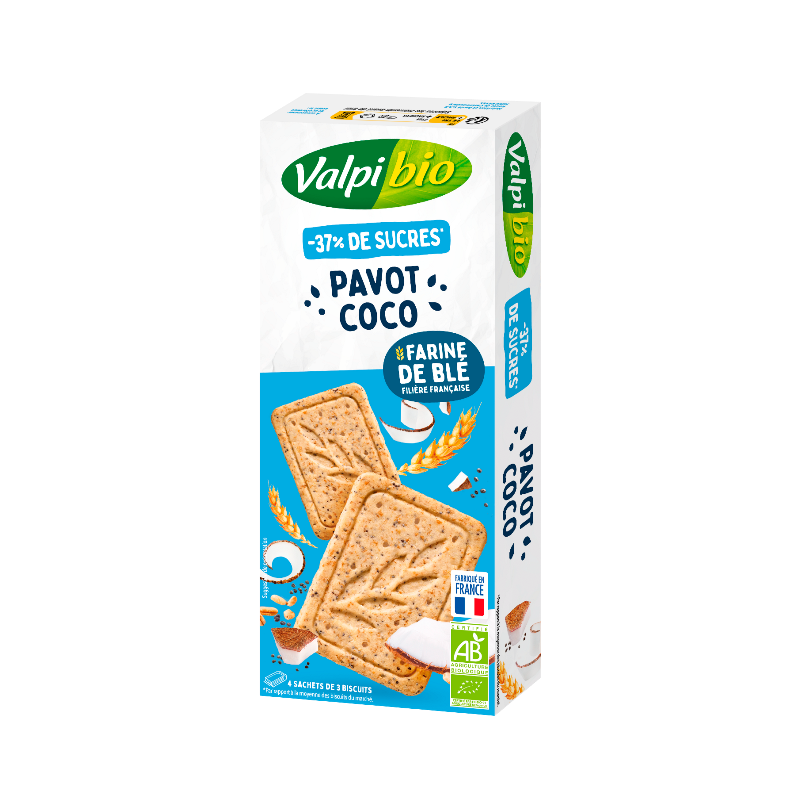 Sablé blé coco pavot réduit en sucres 132g