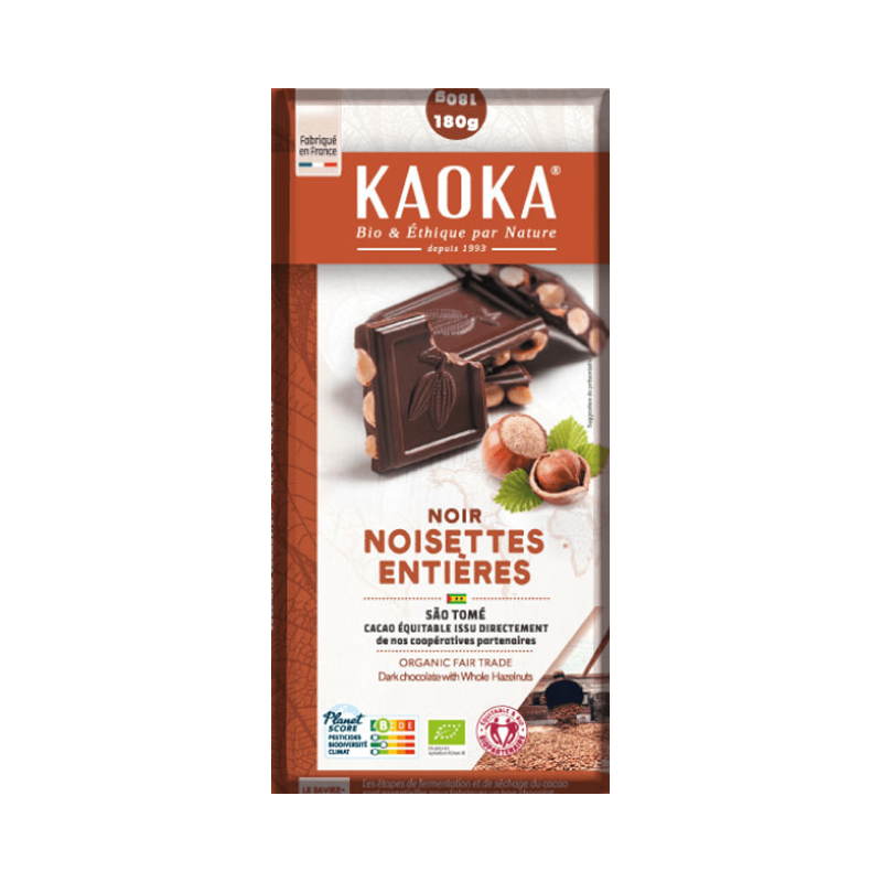 Chocolat noir 66% noisettes entières 180g