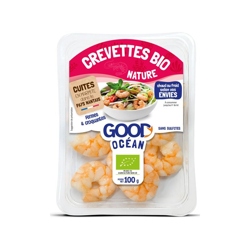 Crevettes cuites décortiquées nature 100g, DLC mini garantie 5 j
