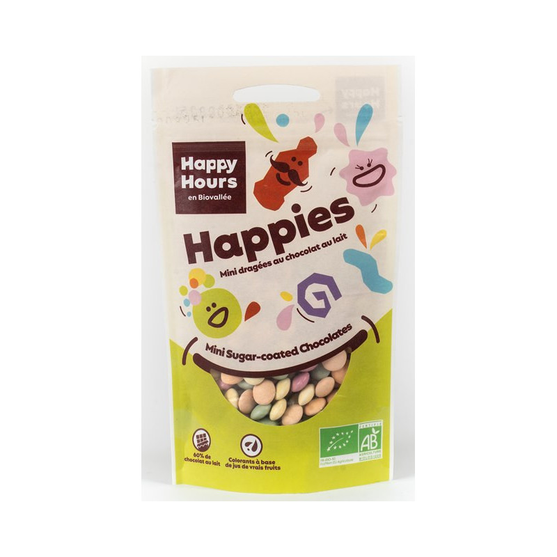 Bonbon dragées multicolores au chocolat au lait Happies 80g
