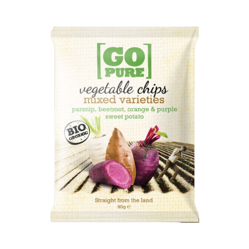 Chips de légumes (panais,betterave, patate douce à chair orange et violette) 90g