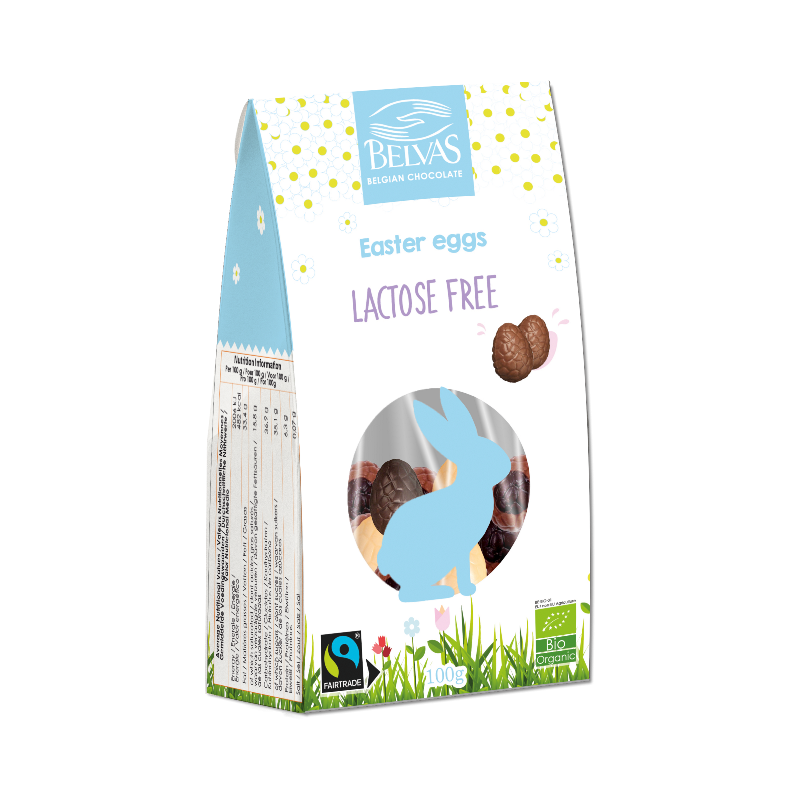 Oeufs de Pâques sans lactose, chocolat à base de boisson végétale de riz 100g