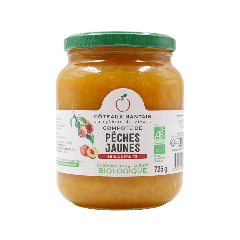 Compote pêche jaune sucre fairtrade 725g