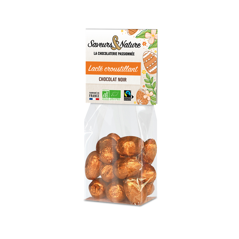 Sachet d'oeufs fondants et croustillants enrobés de chocolat noir 150g