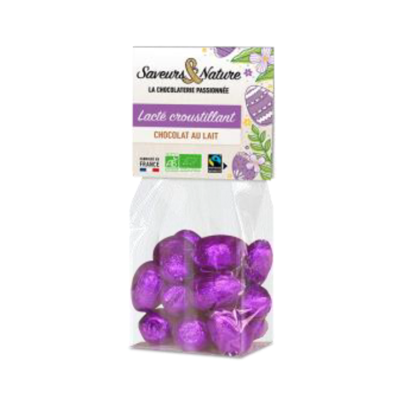 Sachet d'oeufs fondants et croustillants enrobés de chocolat au lait 150g