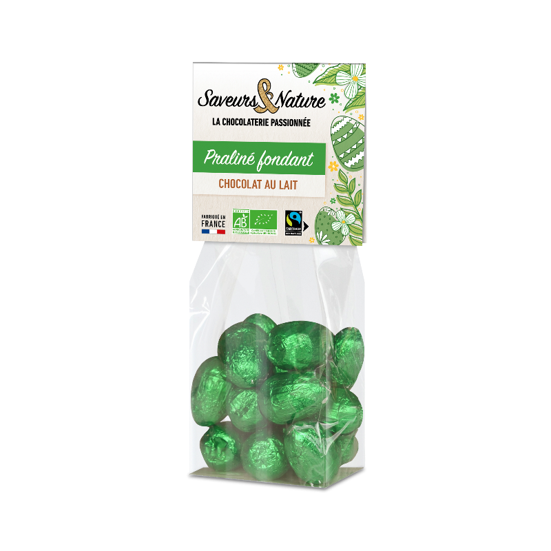 Sachet d'oeufs pralinés enrobés de chocolat au lait 150g