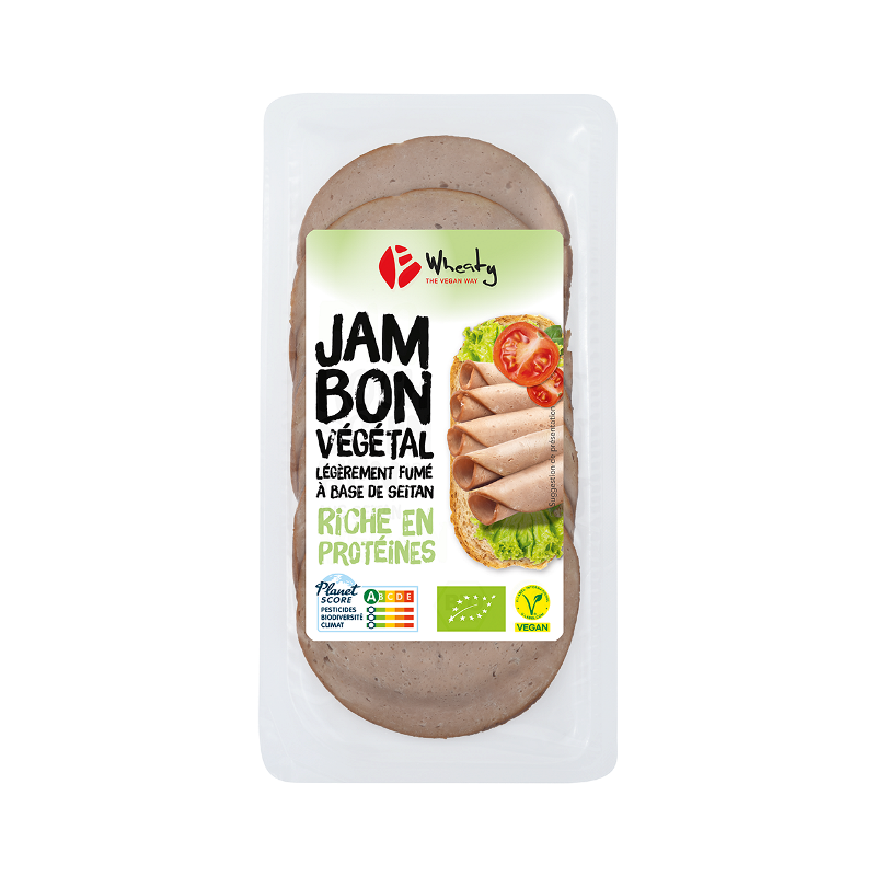 Jambon végétal légèrement fumé à base de seitan 100g