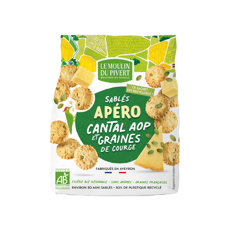 Sablés apéro Cantal AOP et graines de courge 100g