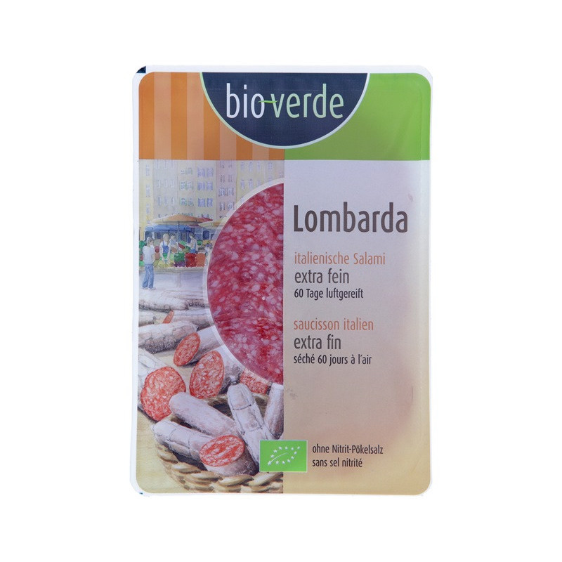 Saucisson Lombarda extra fin (saucisson de porc d'Italie), sans sel nitrité 80g