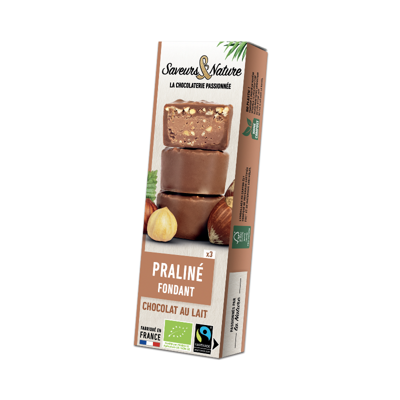 Rocher praliné noisette enrobés de chocolat au lait 3x15g