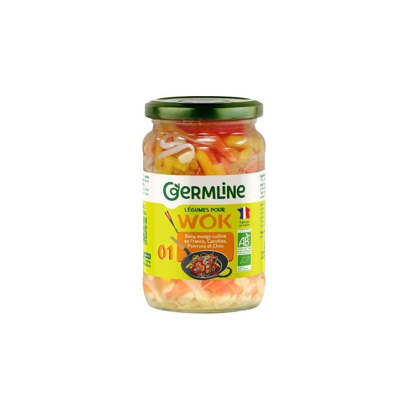 Mix légumes wok n°1: carotte, poivrons, chou en bocal 175g PNE