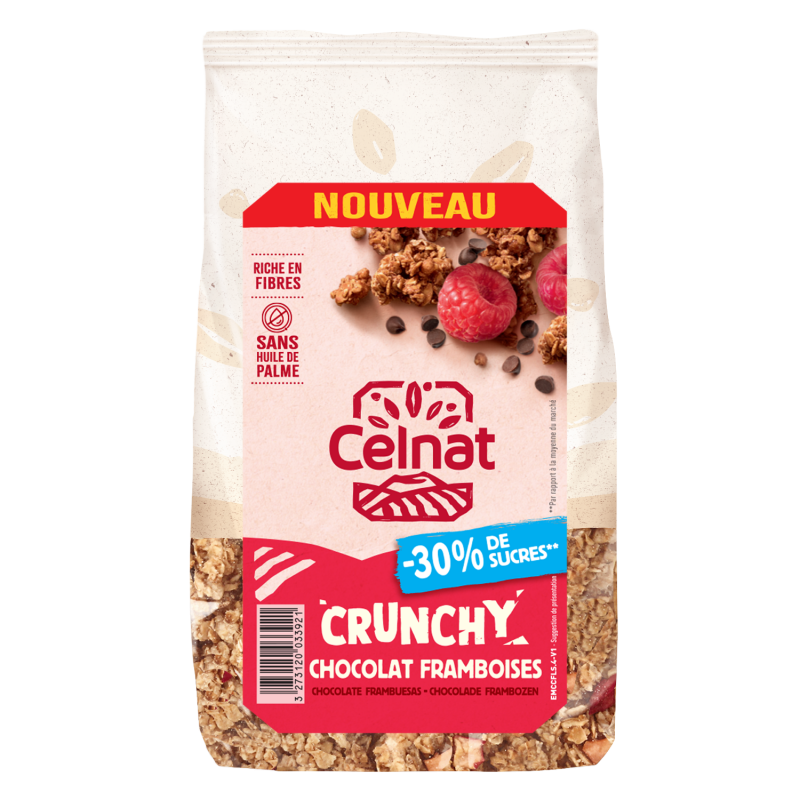 Crunchy chocolat framboises -30% de sucres 400g