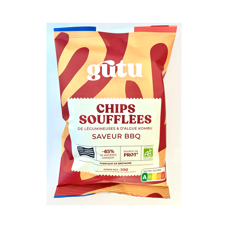 Chips soufflées de légumineuses et d'algue kombu saveur barbecue 50g