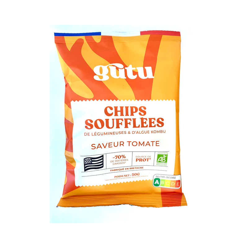 Chips soufflées de légumineuses et d'algue kombu saveur tomate 50g