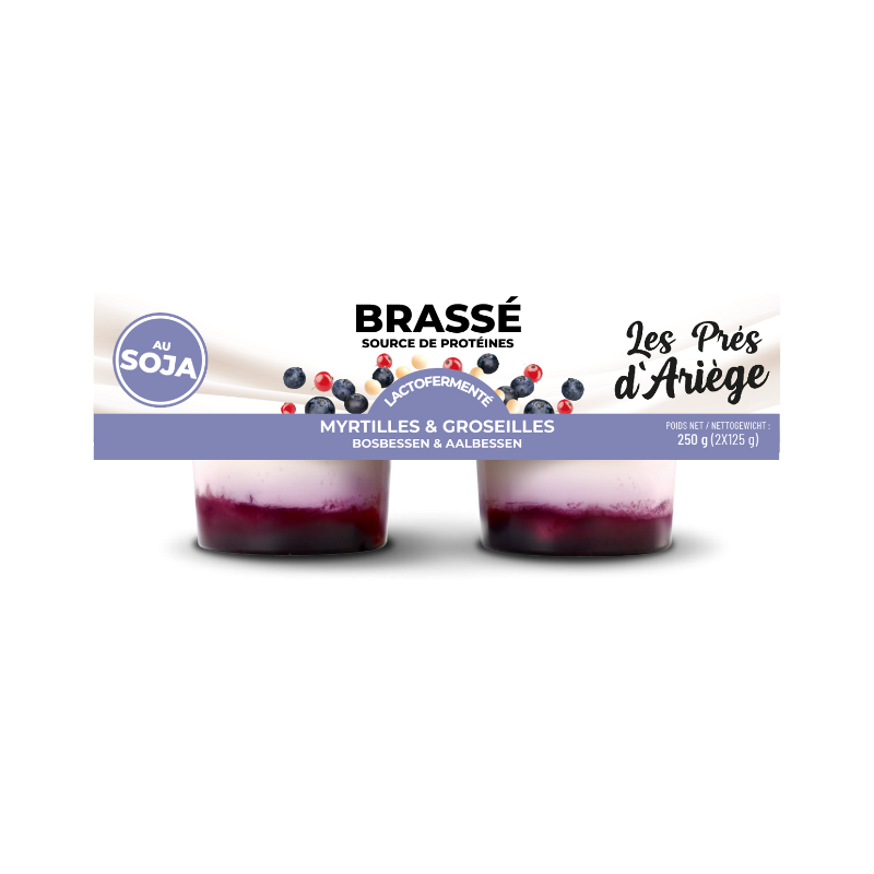 Soja brassé myrtille et groseille 2x125g