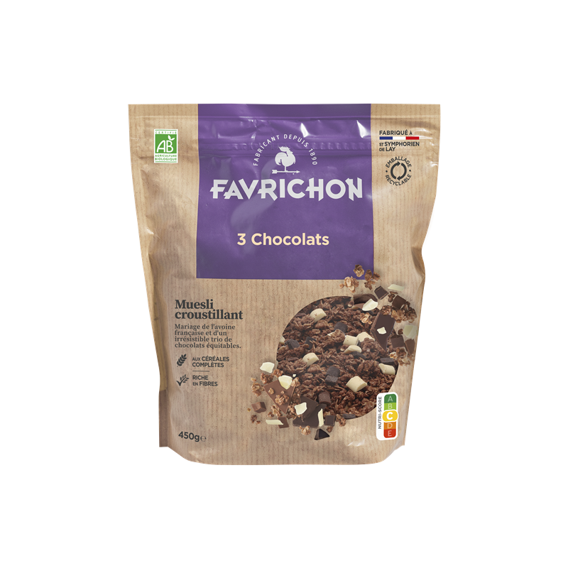 Muesli croustillant 3 chocolats 450g