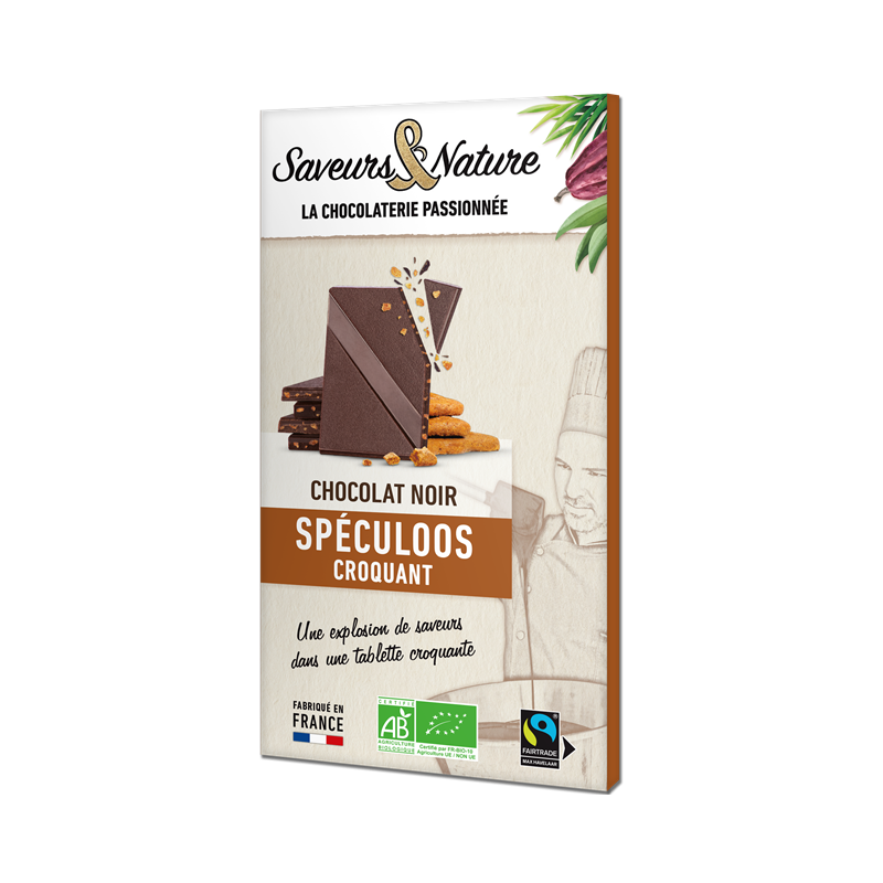 Tablette chocolat noir spéculoos 80g