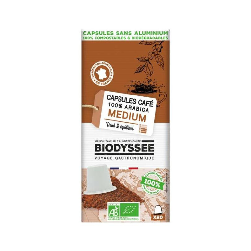 Café en capsule 100% arabica médium, compatible NESPRESSO 20x5,3g