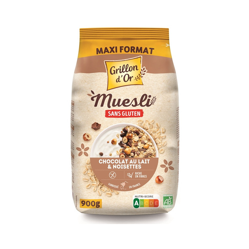 Muesli chocolat au lait noisette sans gluten 900g