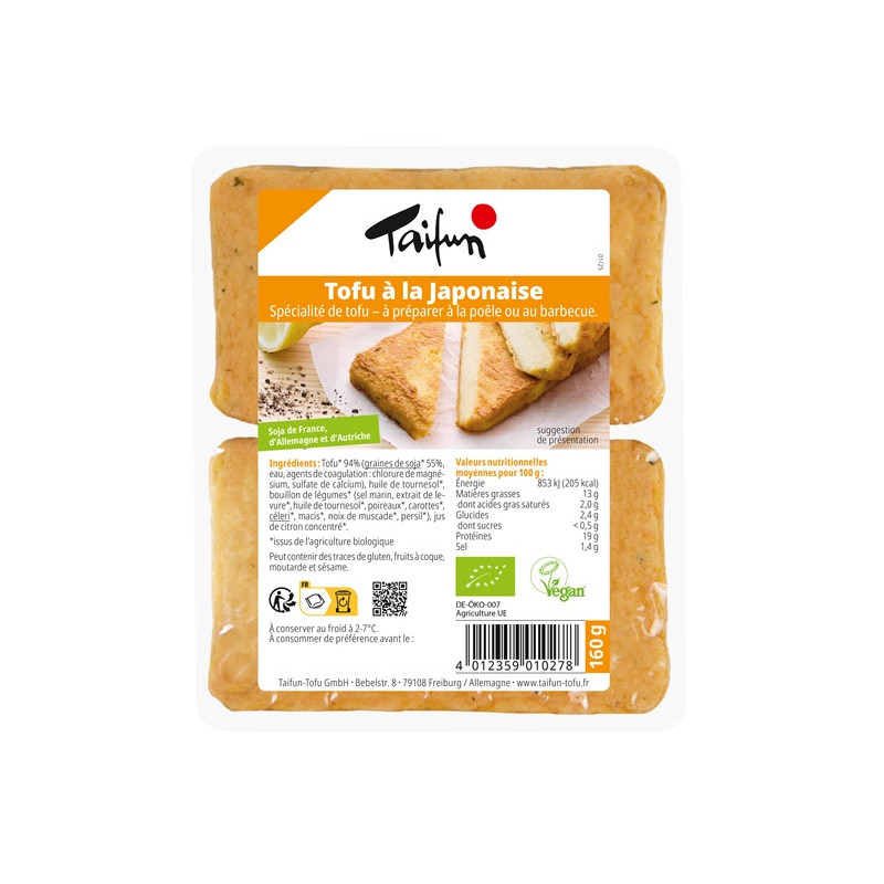 Tofu à la japonaise, à cuire à la poêle ou au barbecue, 160g