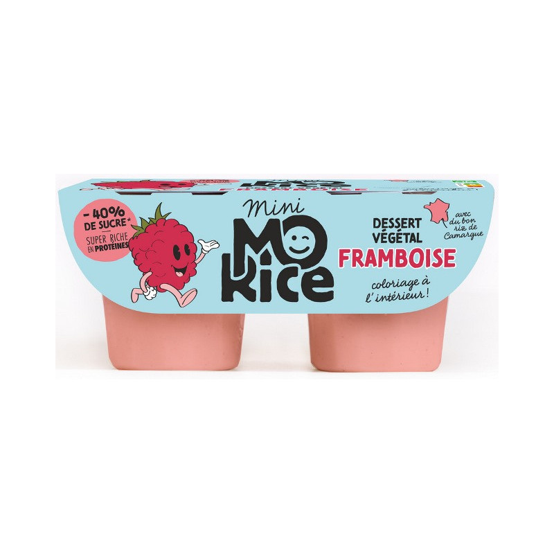 Minimorice, dessert végétal de riz au lait d'amande saveur framboise 2x90g