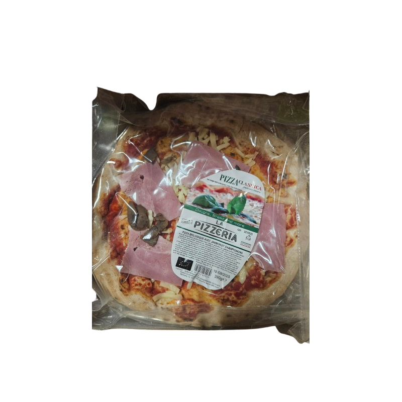 Pizza jambon champignon (tomate, mozza, jambon cuit, champignon) 390g
