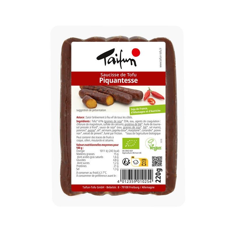 Saucisse de tofu piquantesse" 220g"