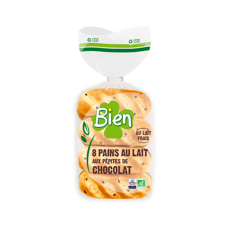 Pains au lait x8 aux pépites de chocolat 280g