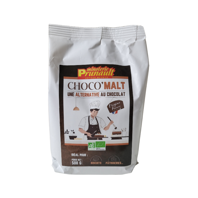 Choco malt, drêche de brasserie et farine d'orge maltée torréfiée 500g