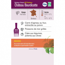 Vin rouge AOC Bordeaux Château Bourdicotte sans sulfites ajoutés 75cl