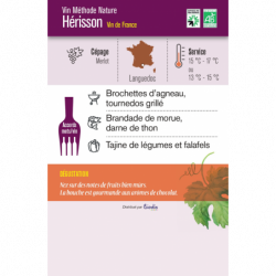 Vin rouge Vin de France Naturel Hérisson Merlot vin Méthode nature 75cl