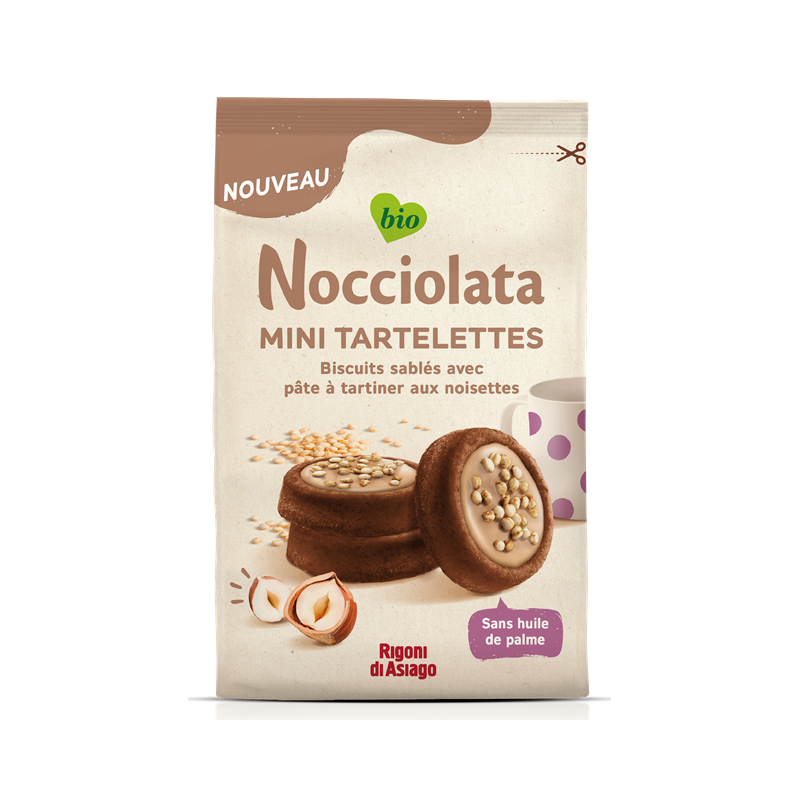 Nocciolata mini tartelette bianca, biscuit sablé pâte à tartiner noisette 250g
